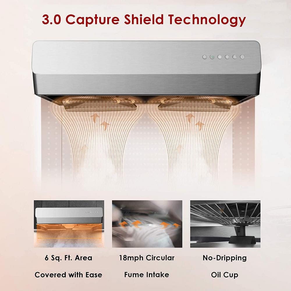 Slim Stainless Steel Convertible Under Cabinet Range Hood