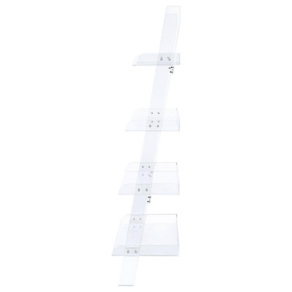 Modern White Acrylic 72'' Ladder Bookcase with 4 Shelves