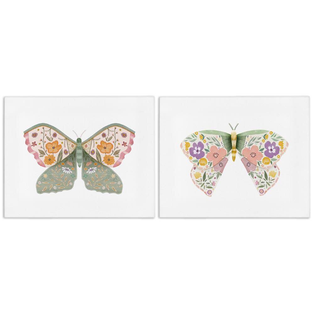 Folk Florals Butterflies by Kim Allen 2-Pieces Unframed Animal Graphic Art Print 16 in. x 20 in. price history on PriceWatchPro