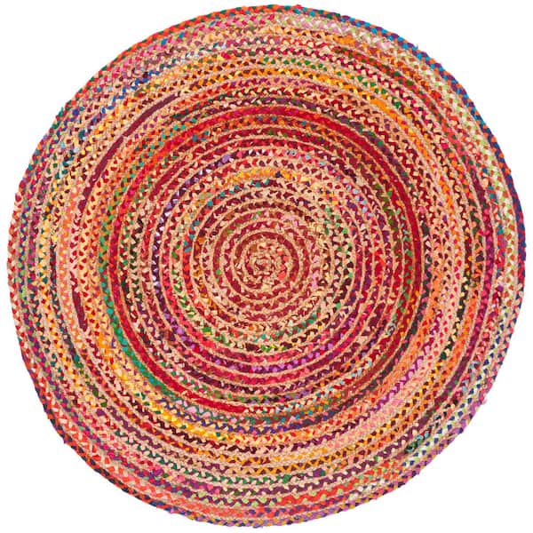 Cape Cod 5 ft. x 5 ft. Red/Multi Ascending Multicolor Round Area Rug