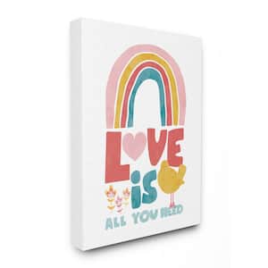"Whimsical Kid's Love Is All You Need Quote" by Jennifer McCully Unframed Typography Canvas Wall Art Print 16 in x 20 in
