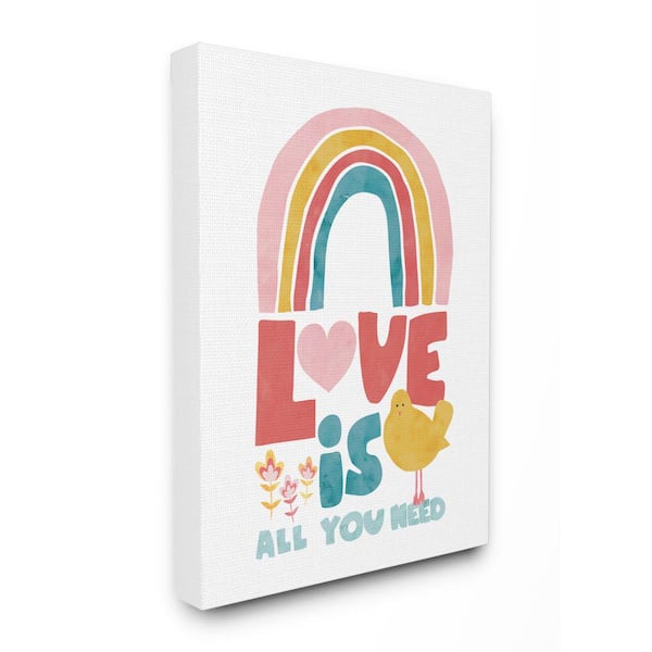 Stupell Industries "Whimsical Kid's Love Is All You Need Quote" by Jennifer McCully Unframed Typography Canvas Wall Art Print 16 in x 20 in