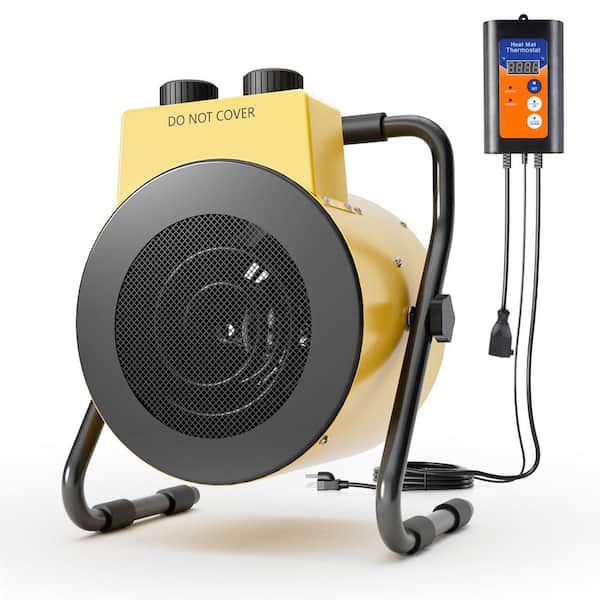 1500W Indoor/Outdoor Electric Greenhouse Heater with Digital Thermostat, Overheat Protection, IPX4 Waterproof for Plants