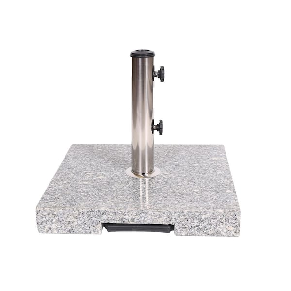 Emanuel 62.5 lbs. Granite and Stainless Steel Outdoor Patio Umbrella Base in Natural Grey