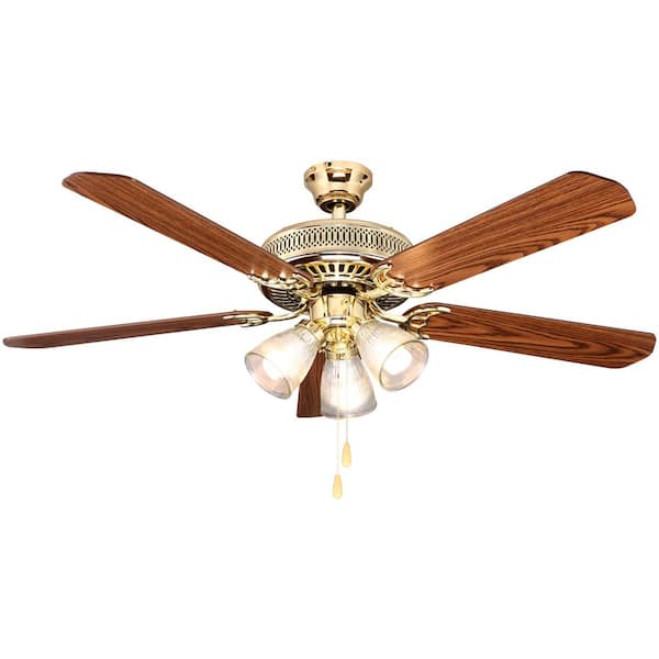 Hampton Bay Landmark Plus 52 in. Indoor Polished Brass Ceiling Fan