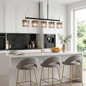 37.52 in. 5-Light Gray Linear Chandelier Pendant Light