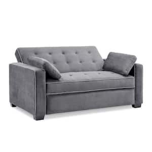 Augustus 73 in. Gray  Polyester Queen Size 2-Seat Sofa Bed with Square Arms