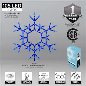 36 in. 105-Light LED Blue Folding Snowflake Decoration