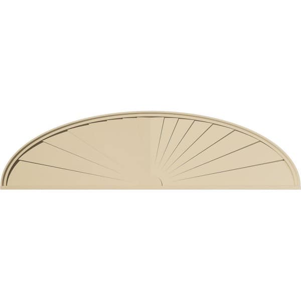 Ekena Millwork 86 in. W x 22-1/2 in. H x 2 in. P Elliptical Sunburst Signature Urethane Pediment, Primed Tan