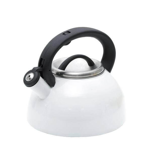 Creative Home Rio 11-Cup Tea Kettle with Stainless Steel in White Enamel