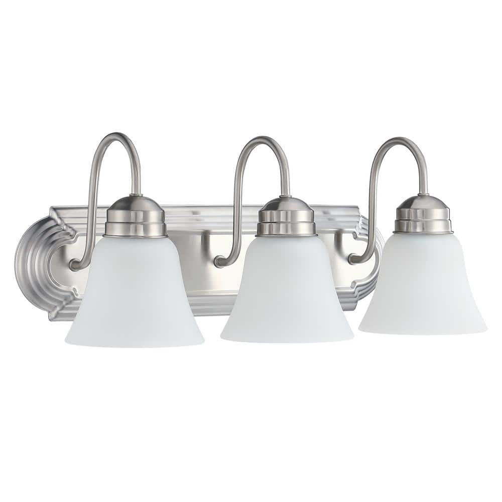 19 in. 3-Light Brushed Nickel Vanity Light with Frosted Glass Shade price history on PriceWatchPro