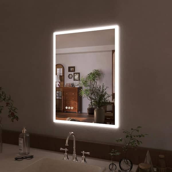 IA 22 in. W x 30 in. H Rectangular Frameless LED Wall Bathroom Vanity Mirror
