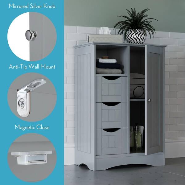 Ashland 22 in. W x 32 in. H Bathroom Linen Storage Floor Cabinet in Gray Ashland 22 in. W x 32 in. H Bathroom Linen Storage Floor Cabinet in Gray