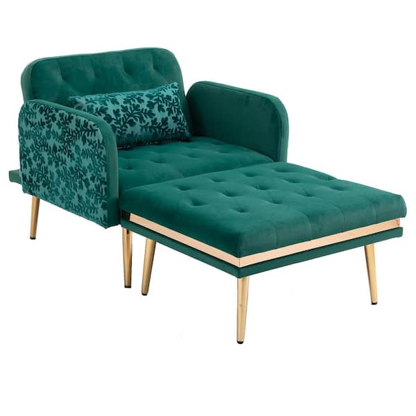 HOMEFUN 2 in 1-Emerald Velvet Convertible Accent Arm Chair with