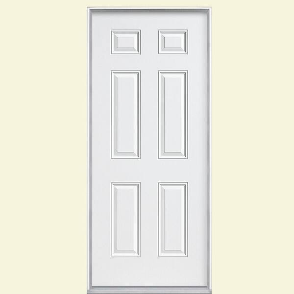 Masonite 36 in. x 80 in. 6-Panel Right-Hand Inswing Primed White Steel Prehung Front Door