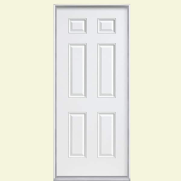 Masonite 32 in. x 80 in. 6-Panel Primed Steel Prehung Front Door with No Brickmold