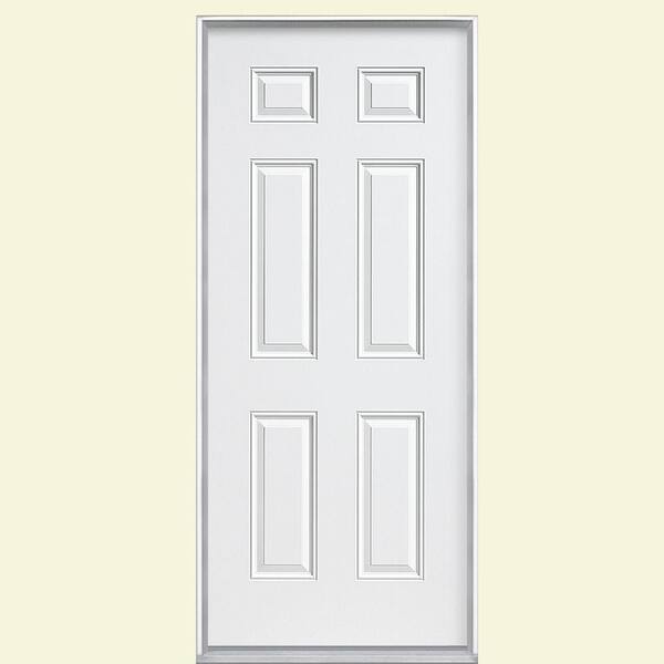 Masonite 36 in. x 80 in. 6-Panel Primed Steel Prehung Front Door with No Brickmold