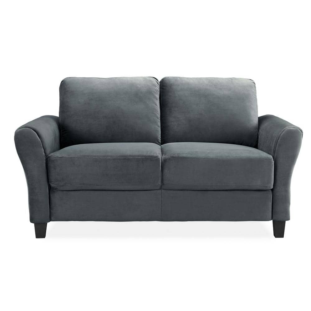 Microfiber Arms 31.5 Round 2-Seater Depot Home - The CCWENKS2M26DGRA Grey with Wesley Lifestyle Loveseat in. Solutions Dark