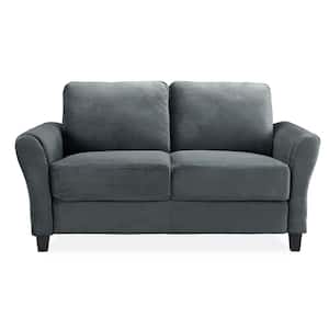 Wesley 31.5 in. Dark Grey Microfiber 2-Seater Loveseat with Round Arms