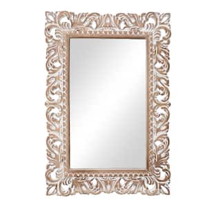 15.75 in. W x 23.625 in. H Rectangle Framed Brown Wood Wall Mirror
