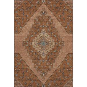 Mayfield Premium Machine Washable Abstract AMF2472 Paprika 3 ft. x 5 ft. Area Rug