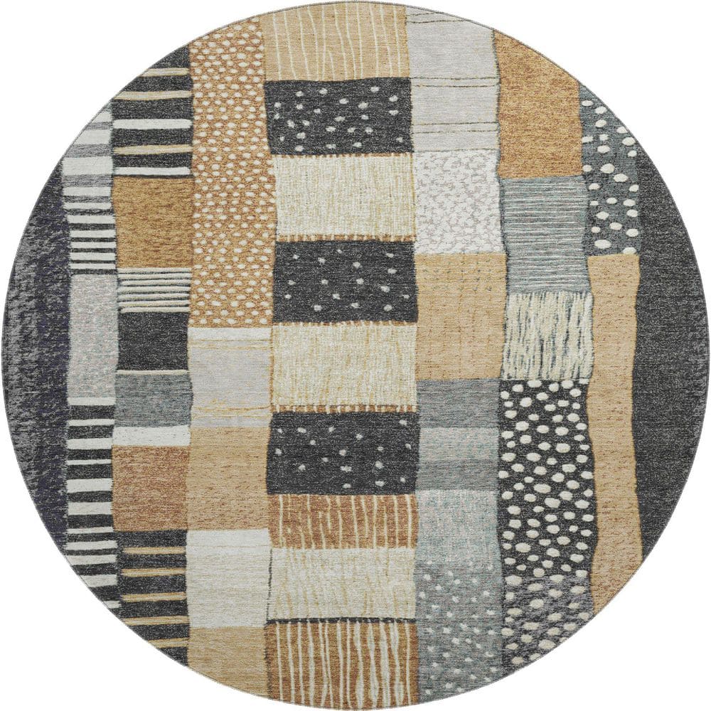 Mayfield Premium Machine Washable Abstract AMF1960 Black 8 ft. x 8 ft. Round Rug price history on PriceWatchPro
