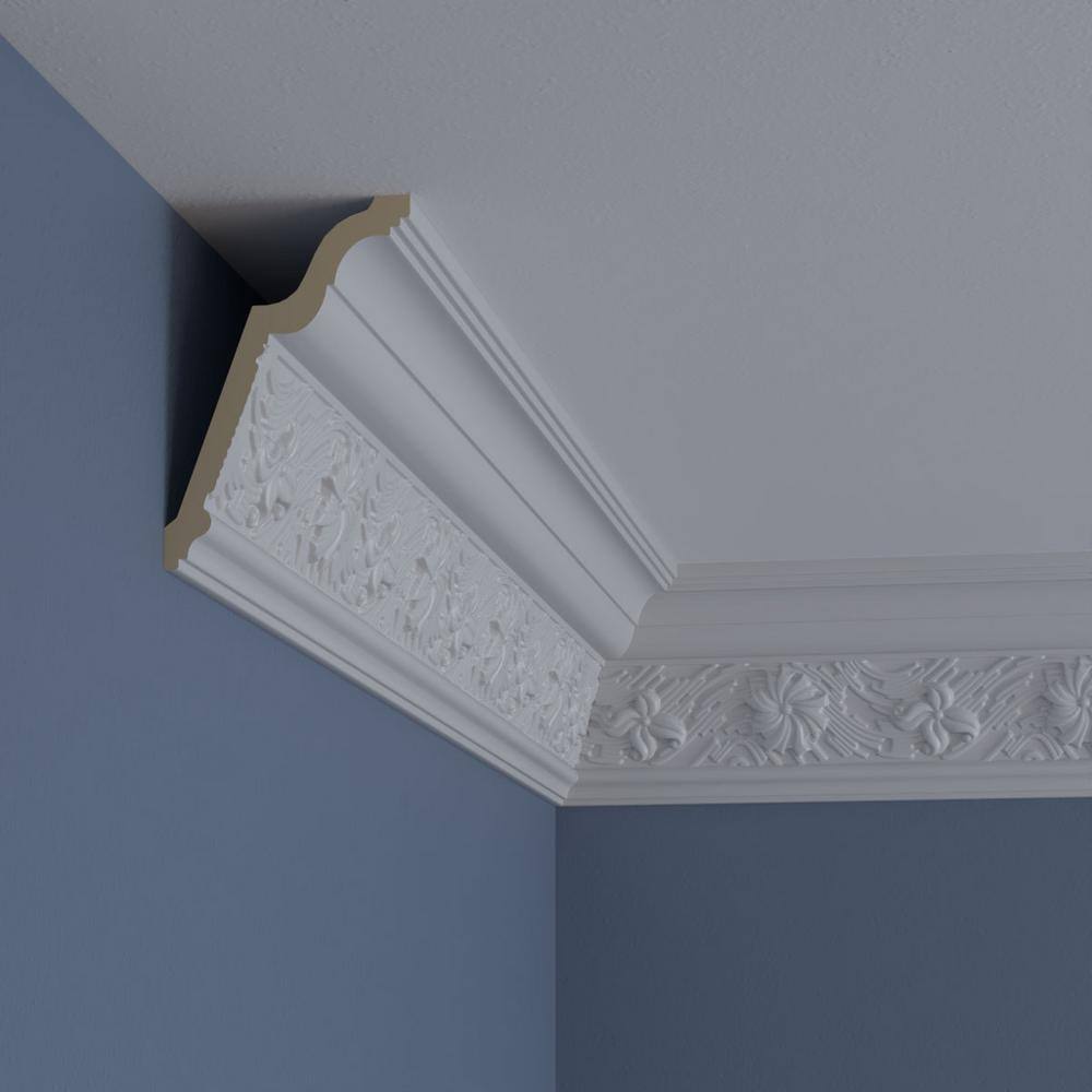 Primed White Polyurethane Geometric Crown Moulding Sample