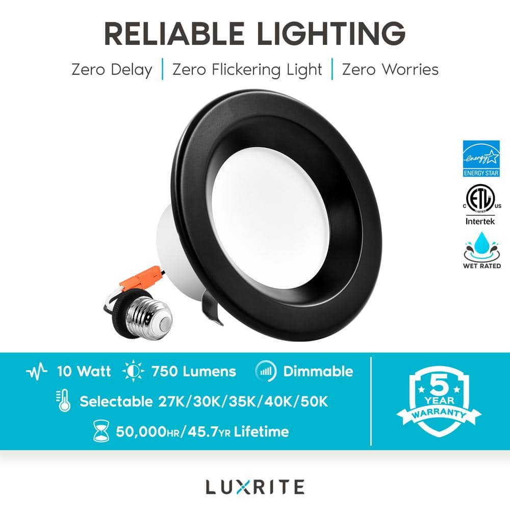 5.1-Inch Black Aluminum LED Recessed Lighting Kit