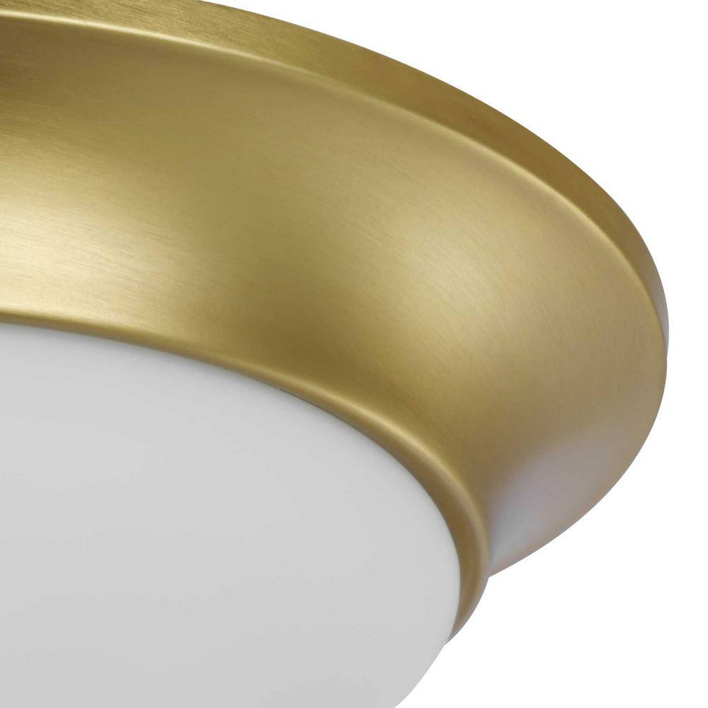Satin Brass 11.5'' Etched White Glass Transitional Flush Mount