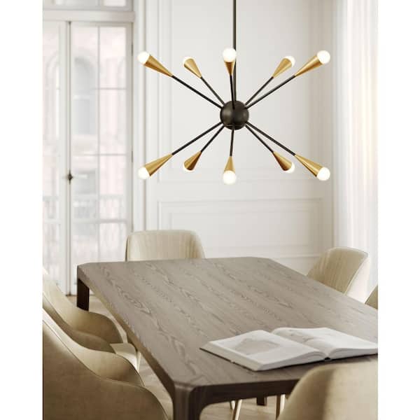 Generation Lighting Jax 10-Light Burnished Brass Mid-Century Generation Lighting Jax 10-Light Burnished Brass Mid-Century