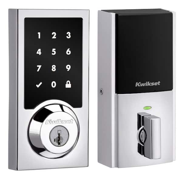 HomeConnect 918 Polished Chrome Contemporary Z-Wave Long Range Enabled Touchscreen Smart Lock w Convenient Keyless Entry