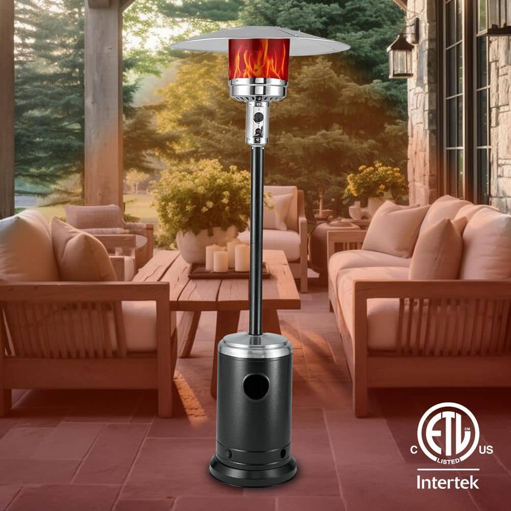 Onyx and Stainless Steel Propane Patio Heater with Wheels