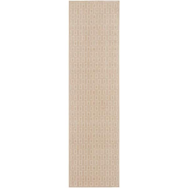 Washable Charm Beige Ivory 2 ft. x 6 ft. Geometric Contemporary Runner Area Rug