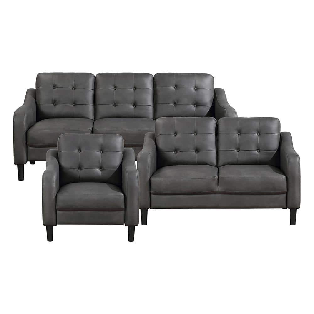 Wallstone 77 in. W Slope Arm Microfiber Rectangle 3-Piece Living Room Sofa 