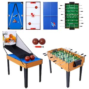 Quality 5-In-1 Multi-Game Tables - Billiards, Push Hockey, Foosball, Ping Pong and Basketball Perfect for Home Practice