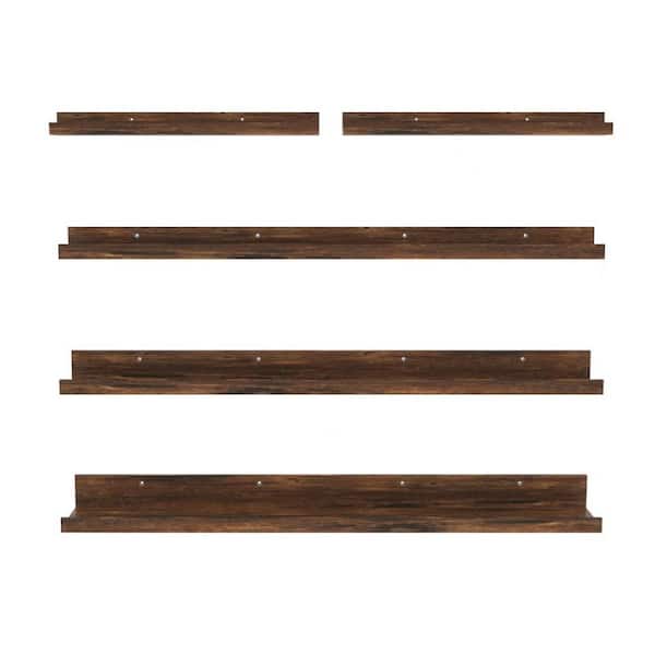 Unbranded 35.4 in. W x 5.5 in. D Rustic Floating Shelves, Decorative Wall Shelf, Wood for Bedroom(Set of 5)