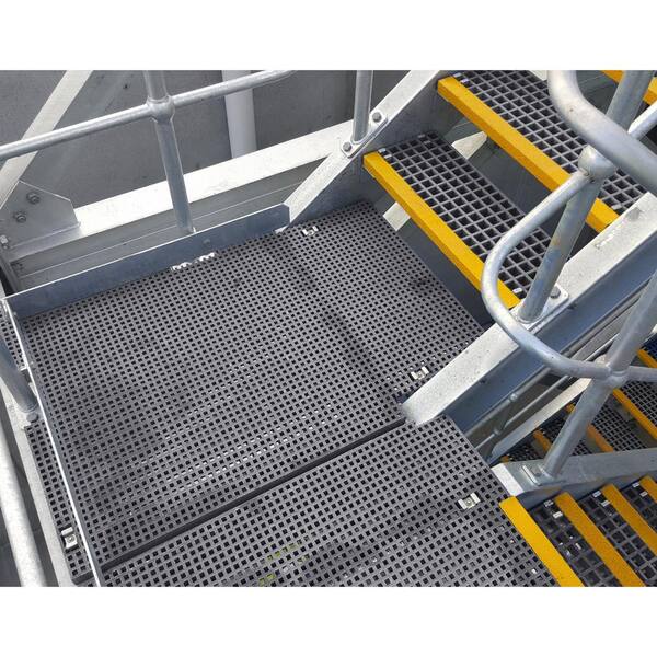 Wellco 1.68 ft. x 3.35 ft. x 2 in. Fiberglass Molded Grating, 2 in. x 2 in. x 2 in., Gray, Resin Paver