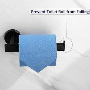 Wall Mounted Single Arm Toilet Paper Holder Stainless Steel Tissue Roll Holder in Matte Black