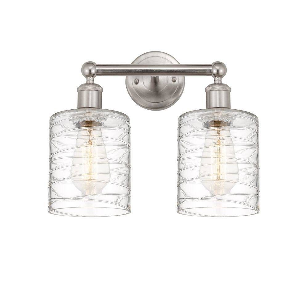 Cobbleskill 14 in. 2-Light Brushed Satin Nickel Vanity Light with Glass Shade price history on PriceWatchPro