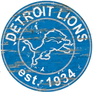 24" NFL Detroit Lions Round Distressed Sign