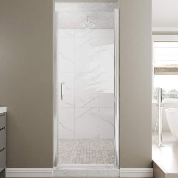 32-34 in. W x 72 in. H Pivot Frameless Shower Door in Chrome Finish with Clear Glass