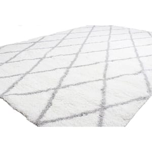 Andes White/Grey 9 ft. x 12 ft. (8'6" x 11'6") Geometric Contemporary Area Rug