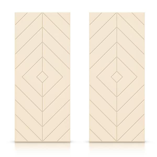 CALHOME 84 in. x 96 in. Hollow Core Beige Stained Composite MDF Interior Double Closet Sliding Doors