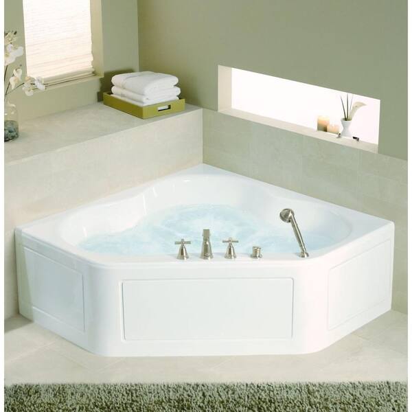 KOHLER Tercet 5 ft. Left-Hand Drain Corner Alcove Whirlpool Bathtub White  with Heater K-1160-HL-0 - The Home Depot