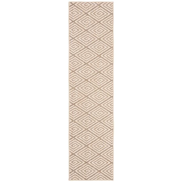 Palm Beach 2 ft. x 12 ft.Beige/Brown Geometric Runner Rug