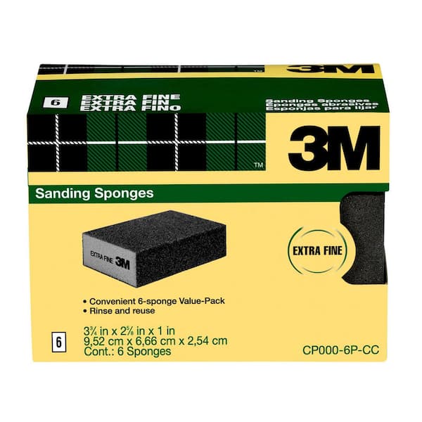 3M 3-7/8 in. x 6 in. x 5/16 in. (9.84 cm x 15.2 cm x 0.79 cm) Very Fine,  220 Grit, Hand Sanding Pads (2-Pack) 7447 - The Home Depot