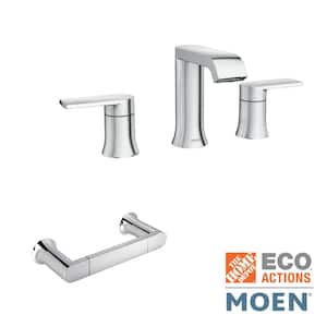 Genta 8 in. Widespread 2-Handle Bathroom Faucet with Hand Towel Bar in Chrome (Valve Included)