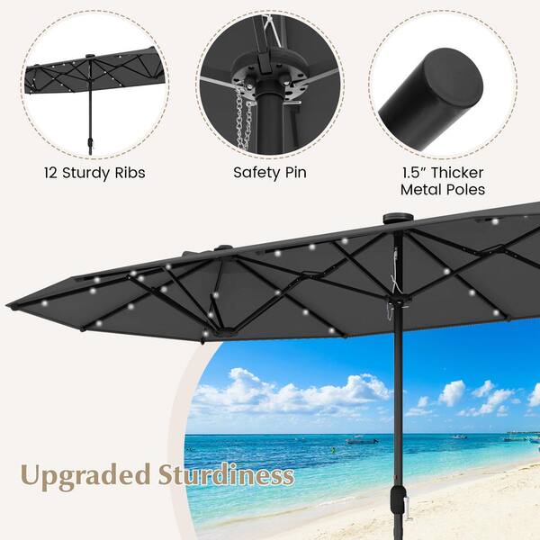 スーパーマリーナ Sunvilla 10' Round Solar LED Market Umbrella | Costco
