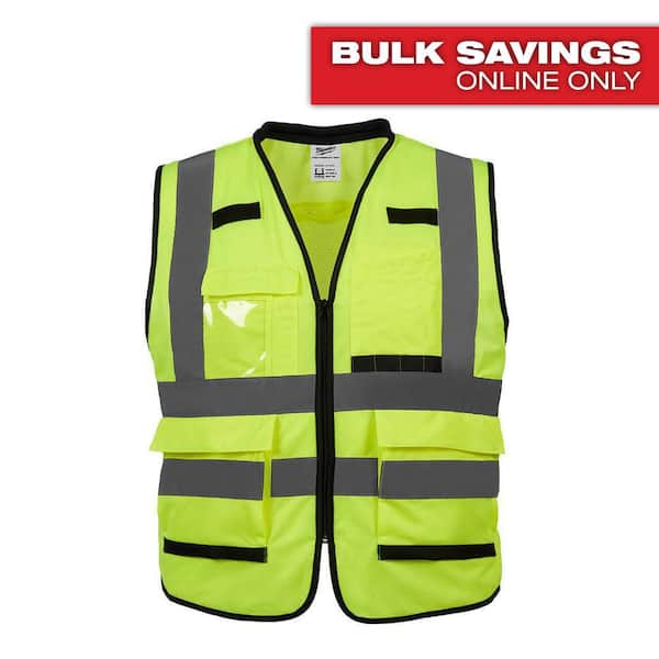 Performance 2X-Large/3X-Large Yellow Class 2-High Visibility Safety Vest with 15 Pockets
