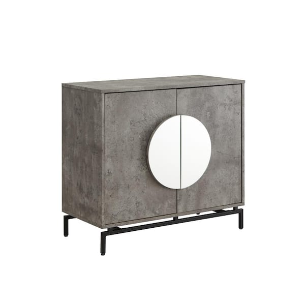Home Source Industries Home Source Cement Console Bar Cabinet with Half Moon Handles